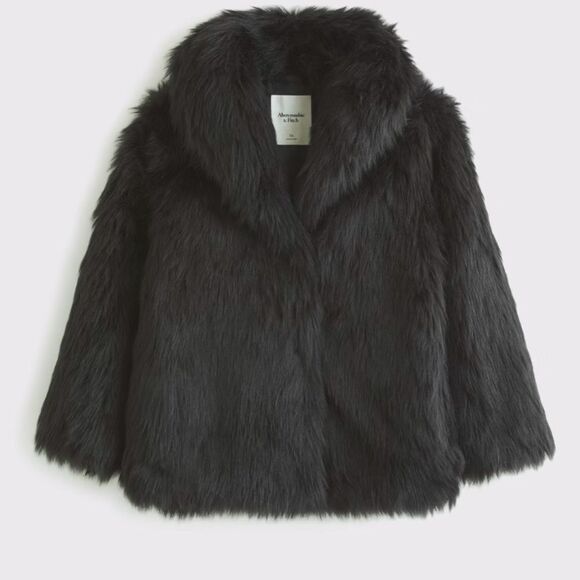 🔥 Abercrombie and fish Shawl Collar Faux Fur Coat Sz XXS new - Picture 3 of 9